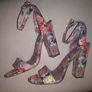 Floral open toe sandal heels